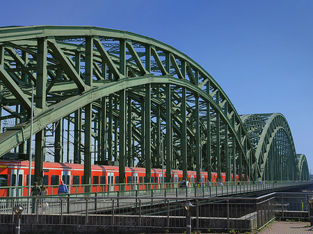 Foto Hohenzollernbrücke mit Zug - Köln